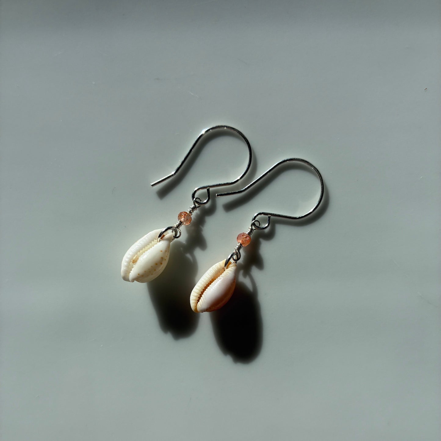 Mixed Cowrie Shell & Sunstone Earrings