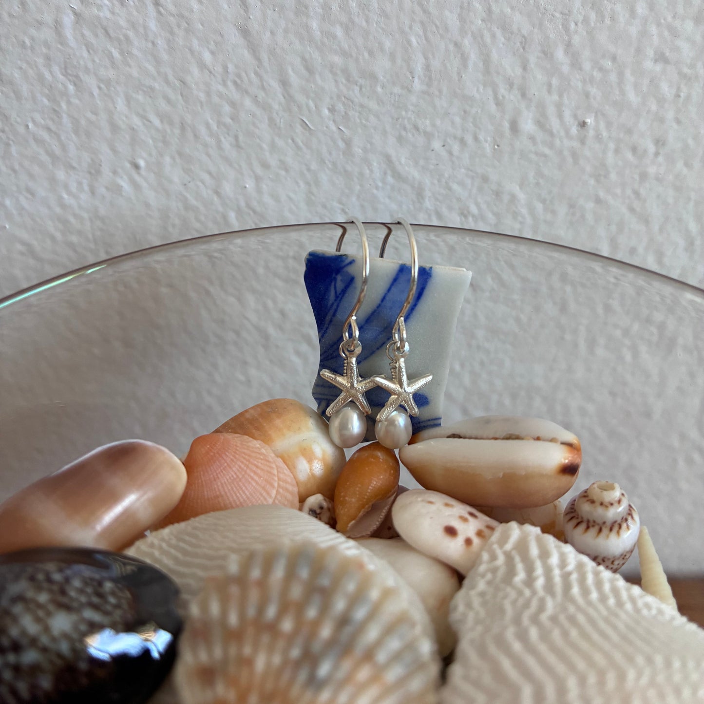 Pearl & Starfish Charm Earrings