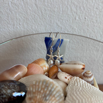 Pearl & Starfish Charm Earrings