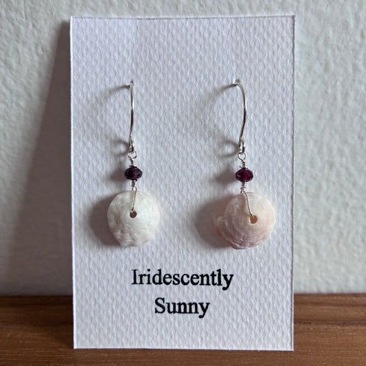 Puka Shell & Garnet Earrings