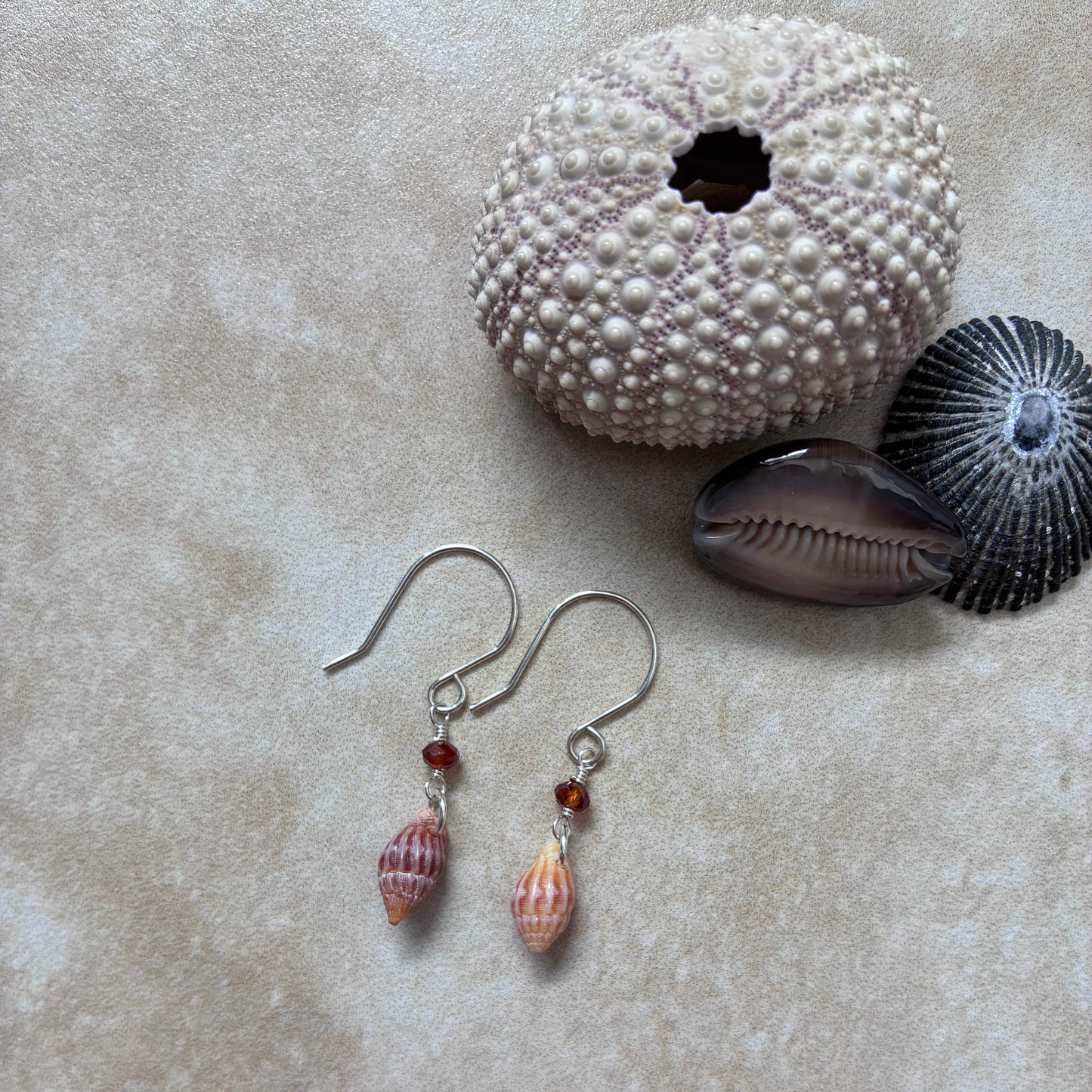 Shell & Hessonite Garnet Earrings